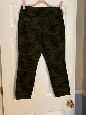 Belle by Kim Gravel Olive Camo Skinny Pants